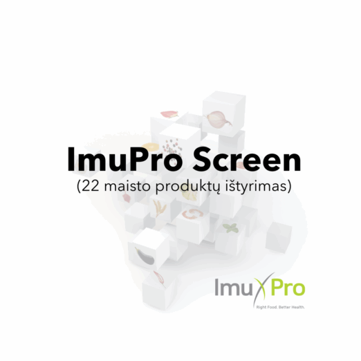 ImuPro Screen jautrumo maistui tyrimas (22 produktai)